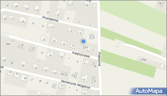 Dominów, Księżycowa, 4, mapa Dominów