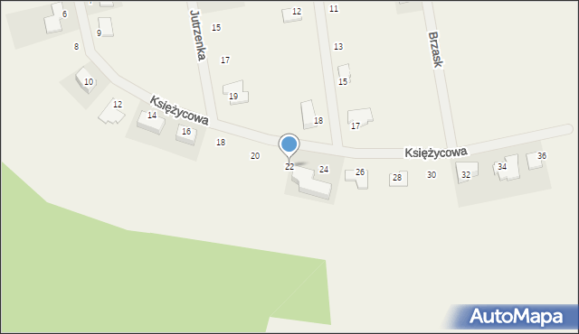 Droszków, Księżycowa, 22, mapa Droszków