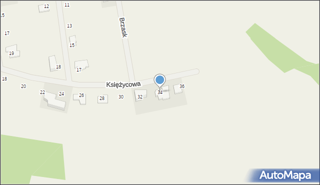 Droszków, Księżycowa, 34, mapa Droszków