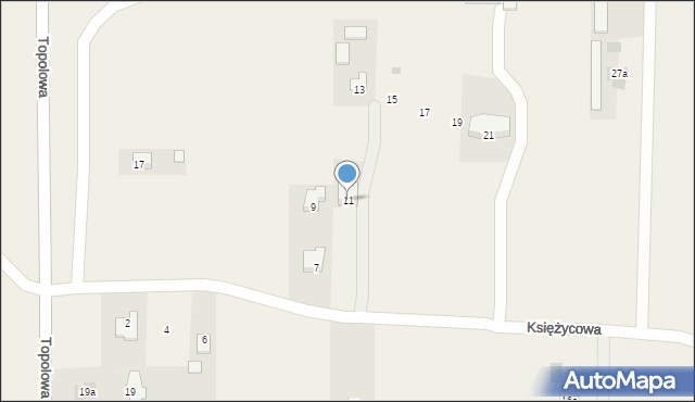 Dys, Księżycowa, 11, mapa Dys