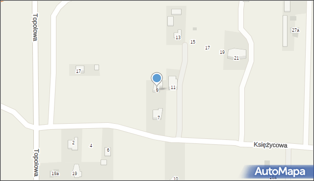 Dys, Księżycowa, 9, mapa Dys