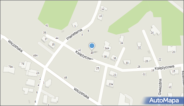 Gdynia, Księżycowa, 40, mapa Gdyni