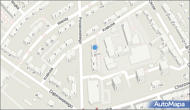 Gliwice, Księcia Józefa Poniatowskiego, 10, mapa Gliwic