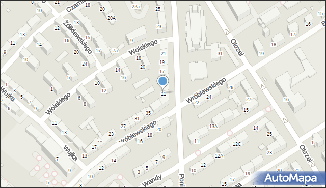 Gliwice, Księcia Józefa Poniatowskiego, 11, mapa Gliwic