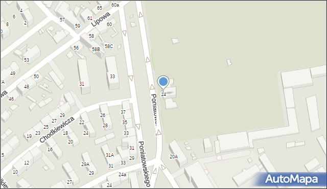 Gliwice, Księcia Józefa Poniatowskiego, 14, mapa Gliwic