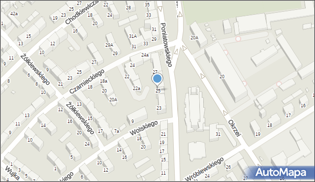 Gliwice, Księcia Józefa Poniatowskiego, 25, mapa Gliwic