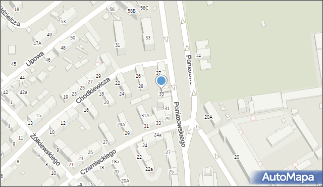 Gliwice, Księcia Józefa Poniatowskiego, 33, mapa Gliwic