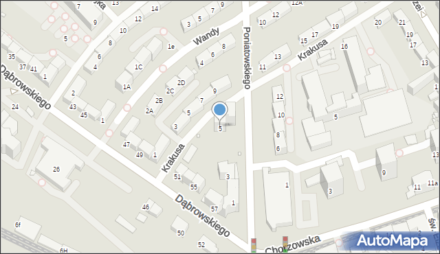 Gliwice, Księcia Józefa Poniatowskiego, 5, mapa Gliwic