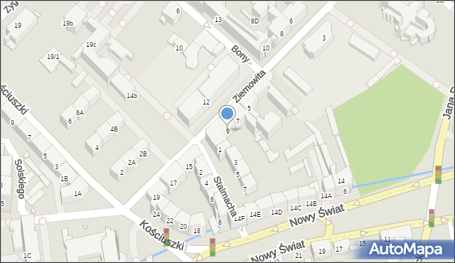 Gliwice, Księcia Ziemowita, 9, mapa Gliwic