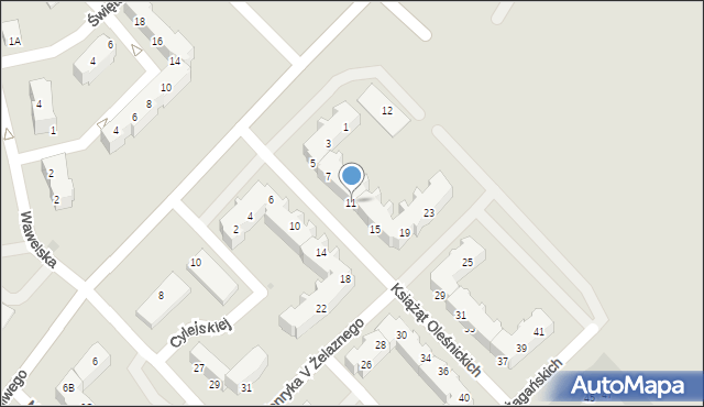 Głogów, Książąt Oleśnickich, 11, mapa Głogów