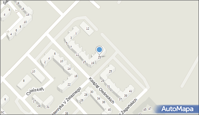 Głogów, Książąt Oleśnickich, 23, mapa Głogów