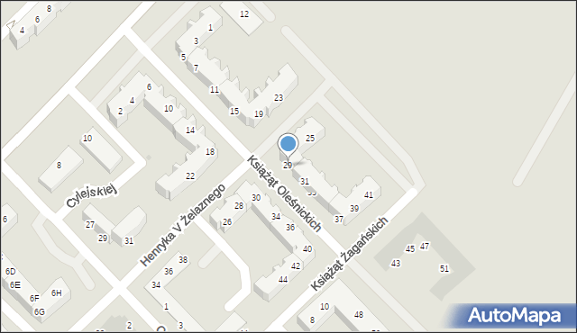 Głogów, Książąt Oleśnickich, 29, mapa Głogów