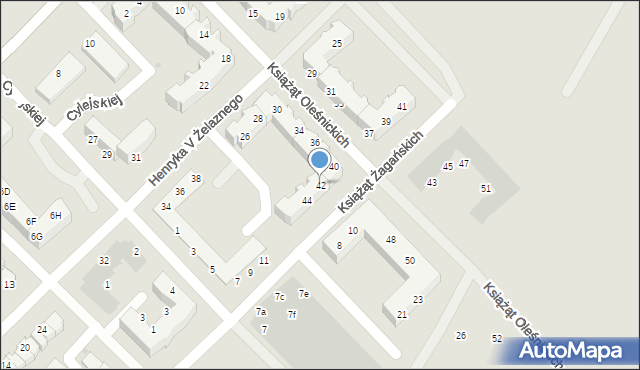 Głogów, Książąt Oleśnickich, 42, mapa Głogów