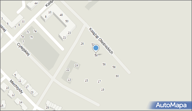 Głogów, Książąt Oleśnickich, 54, mapa Głogów