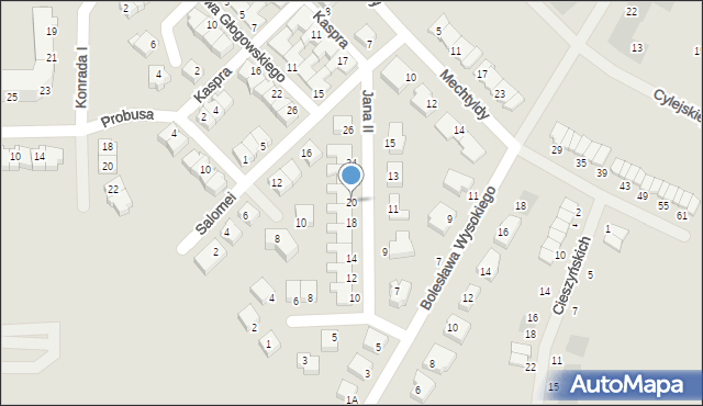 Głogów, Księcia Jana II, 20, mapa Głogów