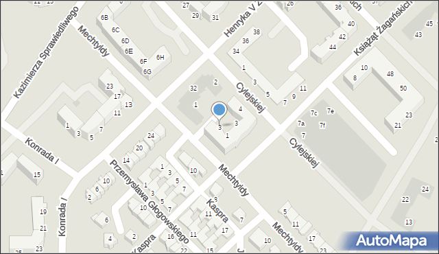 Głogów, Księżnej Mechtyldy, 3, mapa Głogów