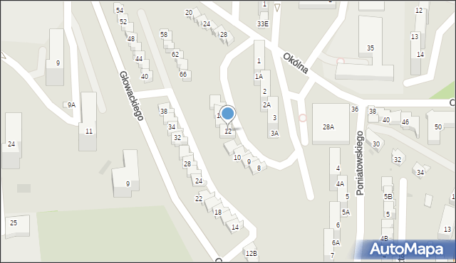 Gorzów Wielkopolski, Księcia Józefa Poniatowskiego, 12, mapa Gorzów Wielkopolski