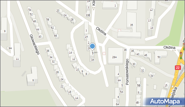 Gorzów Wielkopolski, Księcia Józefa Poniatowskiego, 3, mapa Gorzów Wielkopolski