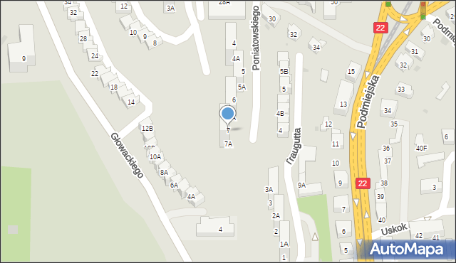 Gorzów Wielkopolski, Księcia Józefa Poniatowskiego, 7, mapa Gorzów Wielkopolski