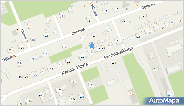 Gozdów, Księcia Józefa, 20, mapa Gozdów