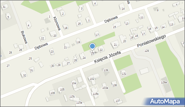 Gozdów, Księcia Józefa, 23, mapa Gozdów