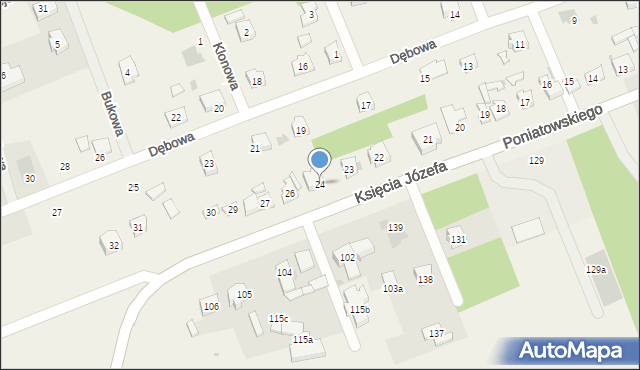 Gozdów, Księcia Józefa, 24, mapa Gozdów