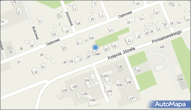 Gozdów, Księcia Józefa, 25, mapa Gozdów