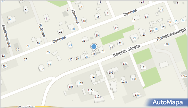 Gozdów, Księcia Józefa, 26, mapa Gozdów