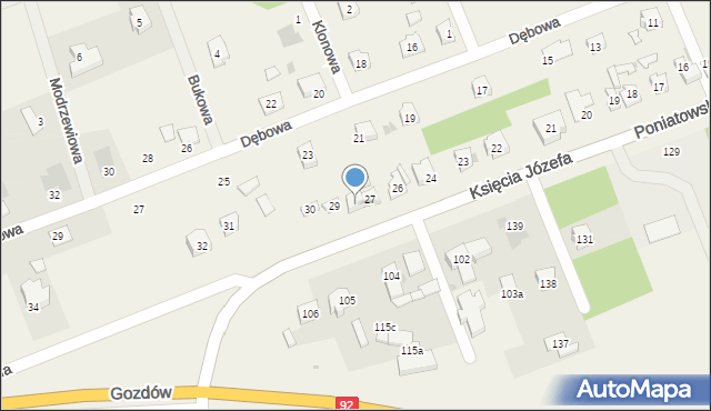 Gozdów, Księcia Józefa, 28, mapa Gozdów