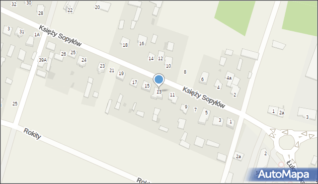 Gręzówka, Księży Sopyłów, 13, mapa Gręzówka