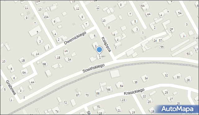 Grodzisk Mazowiecki, Książęca, 1, mapa Grodzisk Mazowiecki
