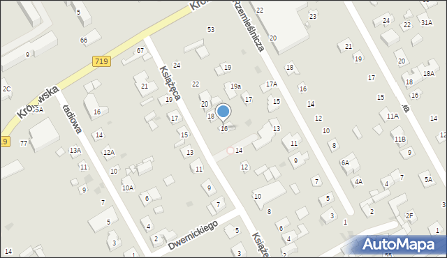 Grodzisk Mazowiecki, Książęca, 16, mapa Grodzisk Mazowiecki