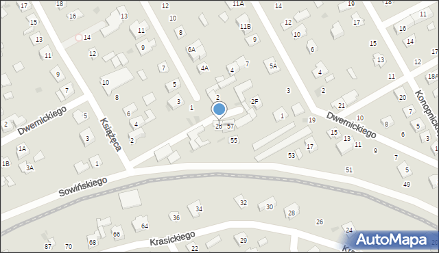 Grodzisk Mazowiecki, Książęca, 2d, mapa Grodzisk Mazowiecki
