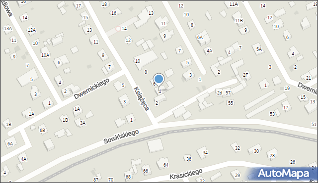 Grodzisk Mazowiecki, Książęca, 4, mapa Grodzisk Mazowiecki
