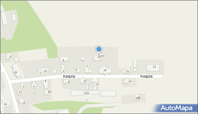 Grzawa, Księża, 13, mapa Grzawa