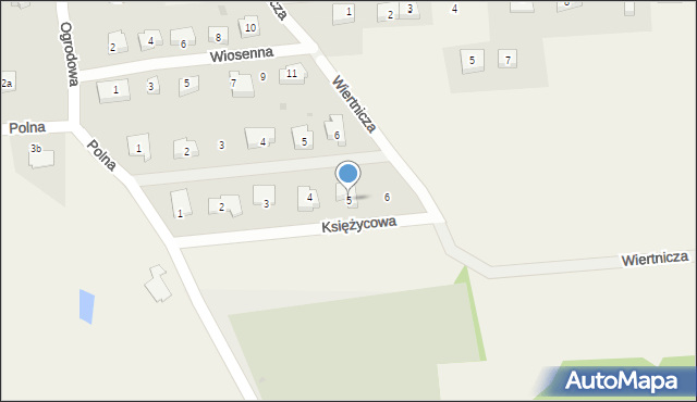 Jaczów, Księżycowa, 5, mapa Jaczów