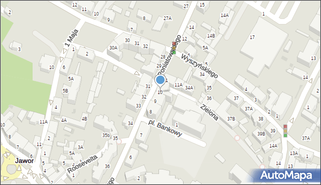 Jawor, Księcia Józefa Poniatowskiego, 10, mapa Jawor
