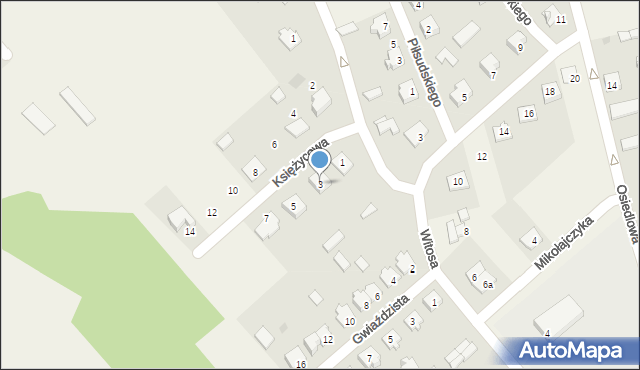 Jednorożec, Księżycowa, 3, mapa Jednorożec