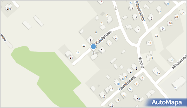 Jednorożec, Księżycowa, 7, mapa Jednorożec