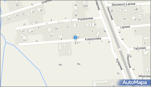 Jeziórko, Księżycowa, 5, mapa Jeziórko