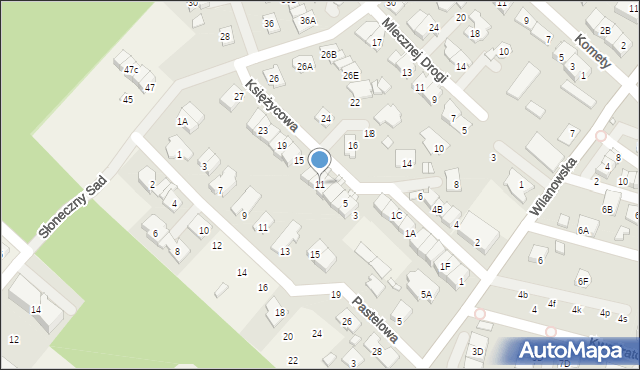 Józefosław, Księżycowa, 11, mapa Józefosław