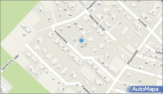 Józefosław, Księżycowa, 16, mapa Józefosław