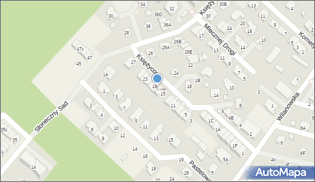 Józefosław, Księżycowa, 17, mapa Józefosław