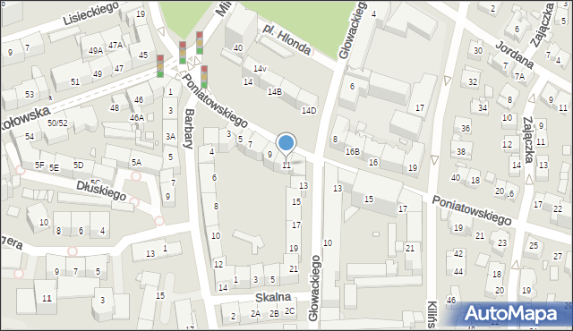 Katowice, Księcia Józefa Poniatowskiego, 11, mapa Katowic