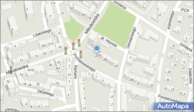 Katowice, Księcia Józefa Poniatowskiego, 14A, mapa Katowic