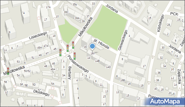 Katowice, Księcia Józefa Poniatowskiego, 14v, mapa Katowic