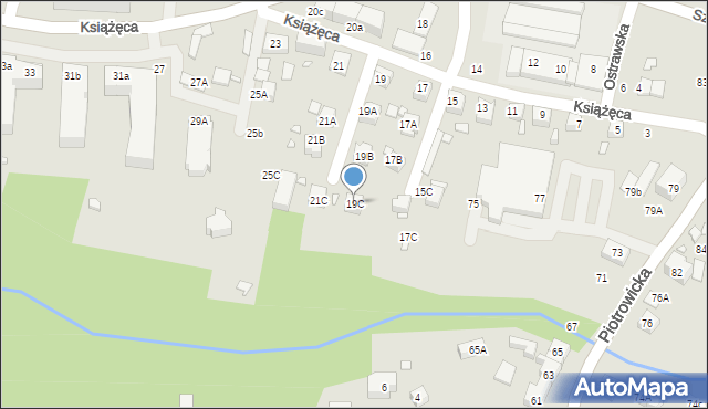 Katowice, Książęca, 19C, mapa Katowic