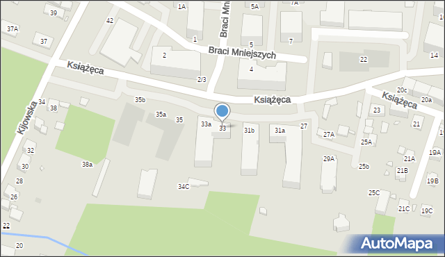 Katowice, Książęca, 33, mapa Katowic