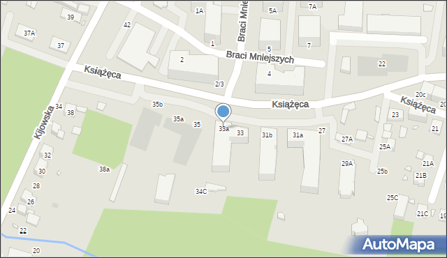 Katowice, Książęca, 33a, mapa Katowic