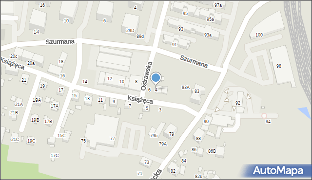 Katowice, Książęca, 4, mapa Katowic